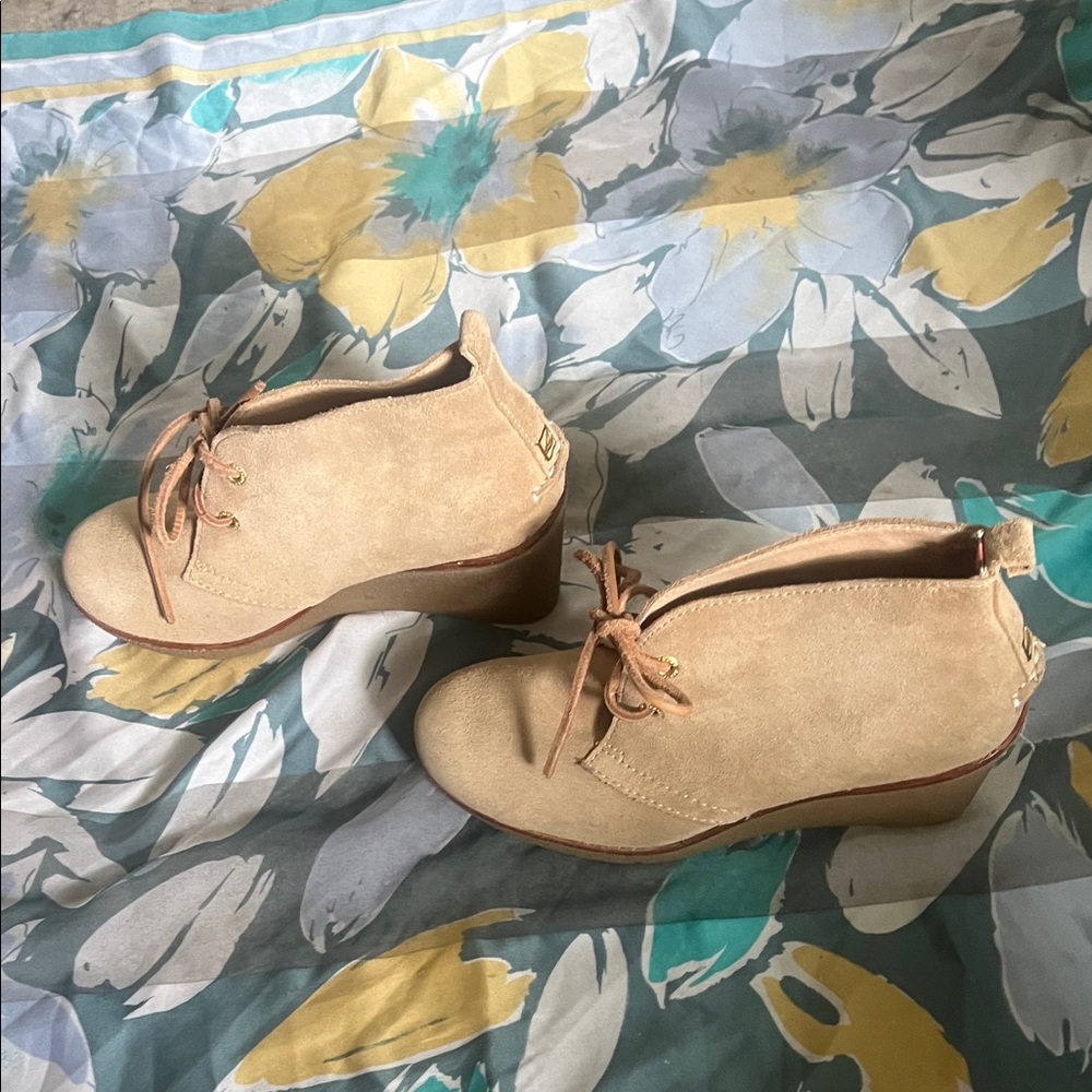 Sperry Topsider Harlow Wedge Suede Ankle Boots SZ 7 - Picture 3 of 5